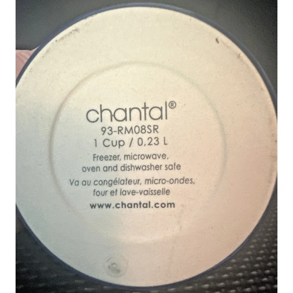 Chantal Red/White/Blue Ceramic Ramekins Custard Cups Set of 3, 1 Cup Size Each